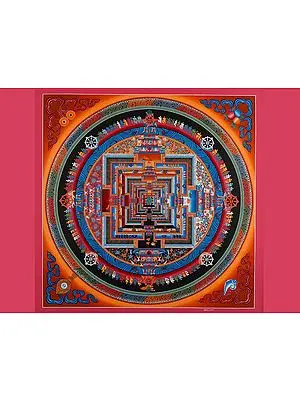 Kalachakra Mandala with Border (Brocadeless Thangka)