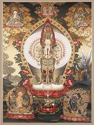 Amoghapasha Lokeshvara (Brocadeless Thangka)