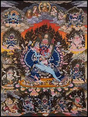 Yamantaka, Destroyer of Death (Brocadeless Thangka)