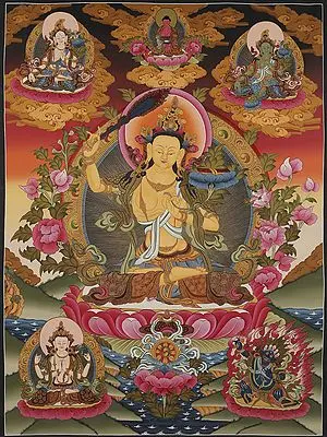 Manjushri - Buddha of Infinite Wisdom (Brocadeless Thangka)