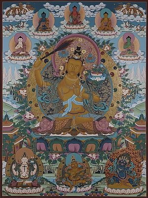 Manjushri - Buddhist Deity (Brocadeless Thangka)