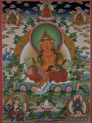 Panch Kubera Thangka Painting (Brocadeless)