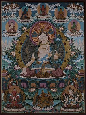 Goddess White Tara -  Tibetan Deity (Brocadeless Thangka)
