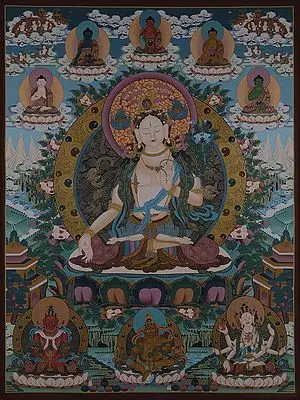 Goddess White Tara -  Tibetan Deity (Brocadeless Thangka)