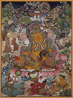 Kubera - The Tibetan Buddhist God (Brocadeless Thangka)