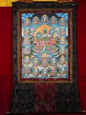Goddess Tara -Tibetan Buddhist Deity (With Brocade Thangka)