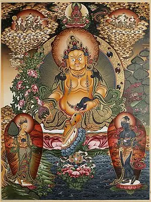 Jambhala Tibetan Thangka Painting (Brocadeless Thangka)