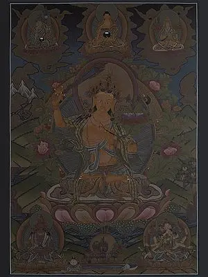 Manjushri - The Buddha of Wisdom (Brocadeless Thangka)
