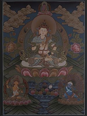 Vajrasattva - Tibetan Buddhist Deity (Brocadeless Thangka)