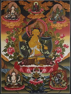 Manjushri - Buddha of Infinite Wisdom (Brocadeless Thangka)