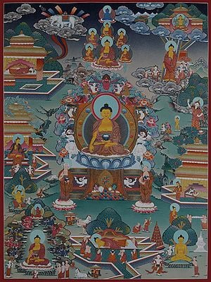 Life Story of Lord Buddha (Brocadeless Thangka)