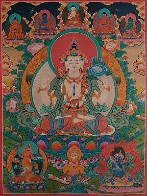 Tibetan Buddhist Deity - Chenrezig (Brocadeless Thangka)