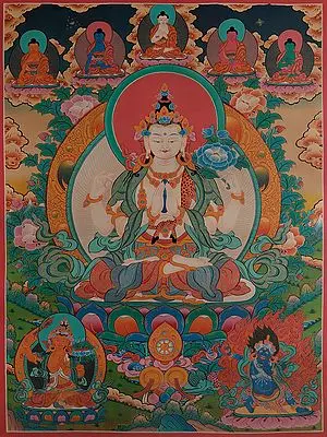 Tibetan Buddhist Deity - Chenrezig (Brocadeless Thangka)