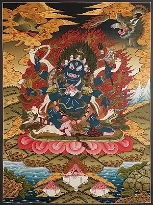 Six Hands Mahakala (Brocadeless Thangka)