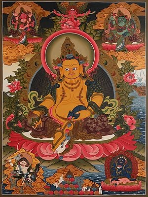 Panch Kubera - The Tibetan Buddhist God (Brocadeless Thangka)