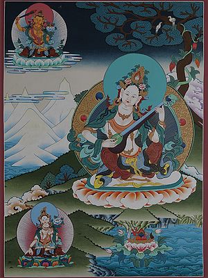 Goddess Saraswati (Brocadeless Thangka)