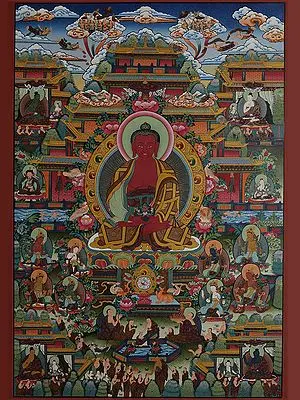 Amitabha Buddha Darbar (Brocadeless Thangka)