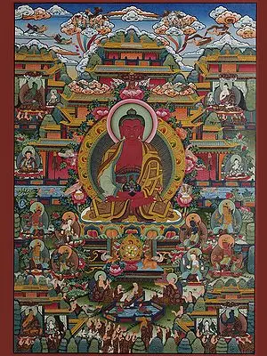 Amitabha Buddha Darbar (Brocadeless Thangka)