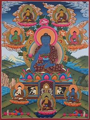 Medicine Buddha (Brocadeless Thangka)