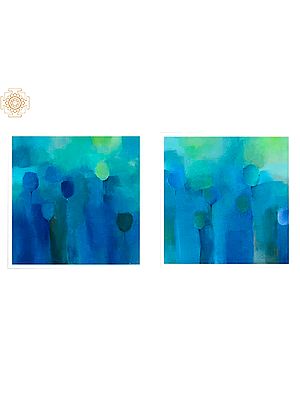 Deep Floral (Set Of 2) | Acrylic On Canvas | By Mitisha Vakil