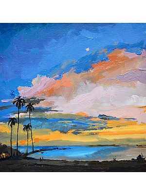 Sea With Sky And Beach | Acrylic On Canvas | By Mitisha Vakil