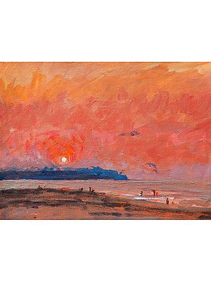 Coastal Sunset Acrylic Painting by Mitisha Vakil