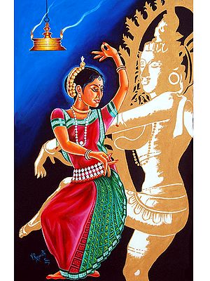 Odissi - The Dance of Delight | Oil on Canvas Painting by V. Ragunath