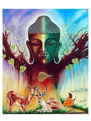 The Power of Gautam Buddha | Oil on Canvas Painting by V. Ragunath