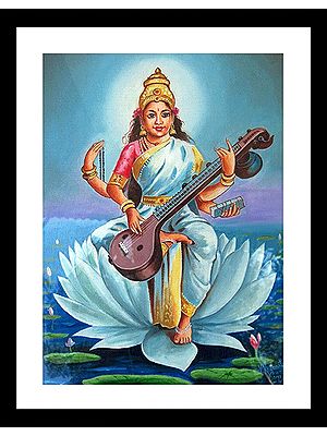Goddess Saraswati | Oil on Canvas Painting by V. Ragunath