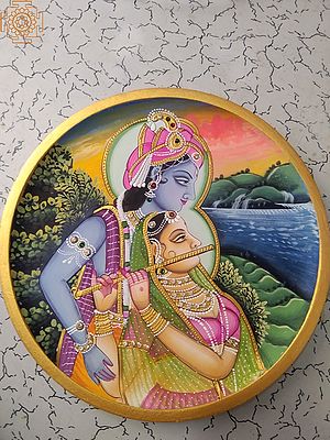 Radha Playing Flute With Krishna | Wood Mdf | By Jagriti Sharma