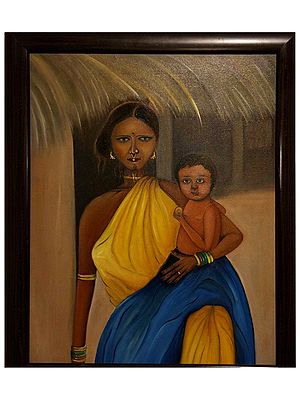 Santhal Mother | Oil On Canvas | By Jolly Sharma
