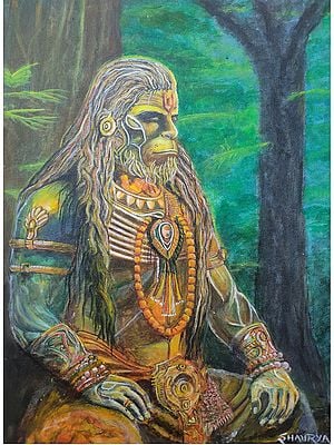 Meditetive Hanuman | Acrylic On Canvas | By Chetan Gautam