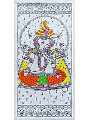 Chaturbhuja Ganesha | Acrylic on Paper | By Abhilasha Raut