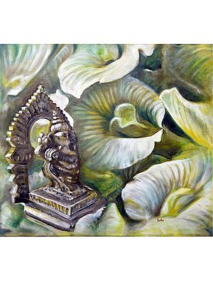 Shankupushpam Ganesha | Painting by Usha Shantharam