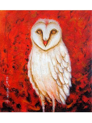 Lakshmi Owl For Goodluck | Acrylic On Canvas | By Anirban Seth