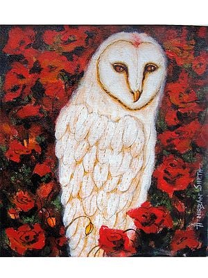 Staring Owl | Acrylic On Canvas | By Anirban Seth