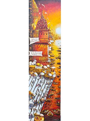 Devotees In Varanasi Ghat | Acrylic On Canvas | By Anirban Seth