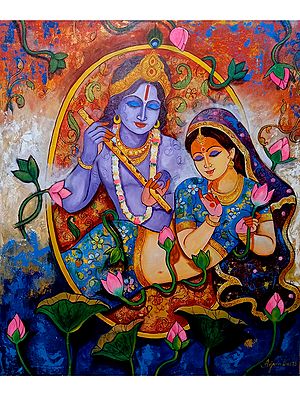 Devotion Of Krishna | Acrylic On Canvas | By Arjun Das