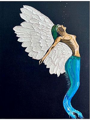 Angel Mermaid Painting | Acrylics on Canvas Art by Rashi Jain
