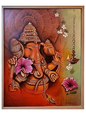 Vinayak | Acrylic on Canvas Painting by Avani Mayank Desai | Wood Framed