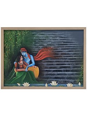 Radha Madhav | Acrylic on Canvas Painting by Avani Mayank Desai | Wood Framed