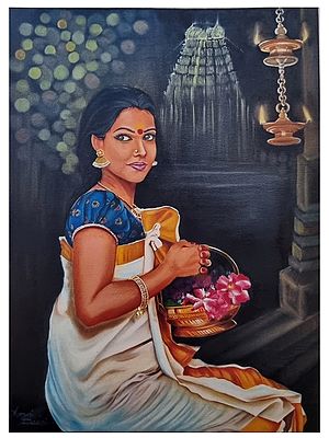Pooja | Acrylic on Canvas Painting by Avani Mayank Desai | Wood Framed