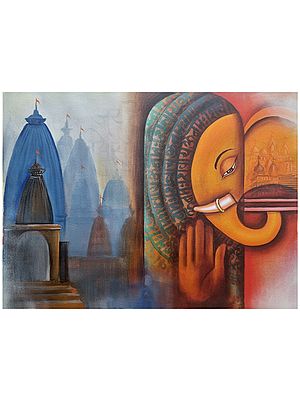 Devalay | Acrylic on Canvas Painting by Avani Mayank Desai | Wood Framed