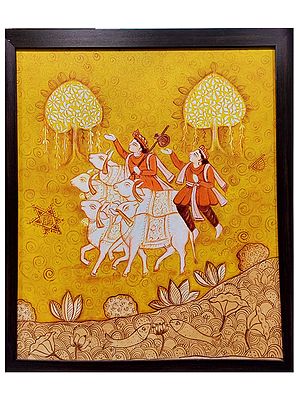 Krishna Balram - Happiness | Pigments And Acrylic On Canvas | By Ekta Jain | With Frame
