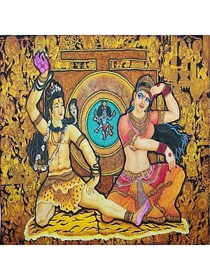 Shiva Parvati | Acrylic on Canvas Painting by Vullam Naresh