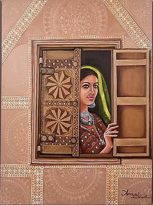 Pratiksha | Oil and Mix Media on Canvas | Painting by Avani Mayank Desai | Wood Framed