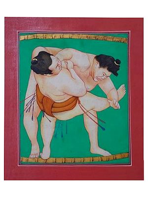 Japanese Sumo Wrestler | Natural Color with Gold Work | By Mukesh Vijay