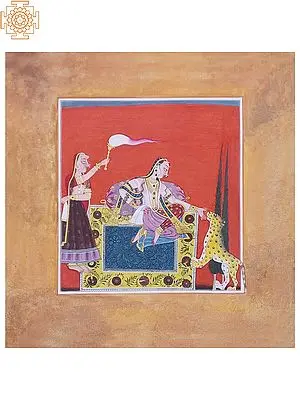 Ragini Painting Of Dipak Raga Basohli School | Natural Color With Gold Work | By Mukesh Vijay