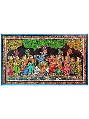 Rasleela - Dance with Gopis | Natural Colors on Canvas | By Sachikant