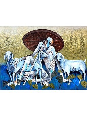 Herdsman On The Hill | Acrylic On Canvas | By Ranjith Raghupathy